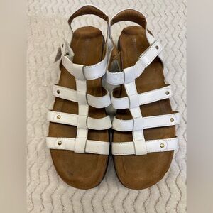 Naturalizer Finale N5Comfort White Leather Gladiator Fishermans Sandals Sz 12M